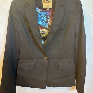 Ted Baker Black Tailored Blazer with Floral Lining